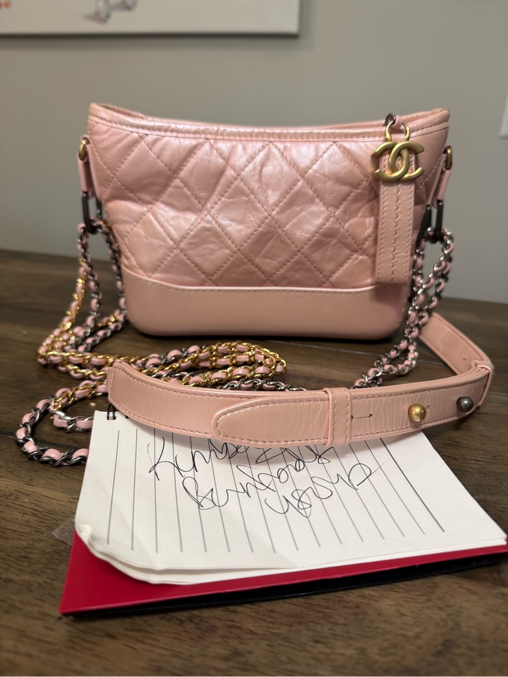 CHANEL Small Gabrielle Hobo, metallic iridescent pink